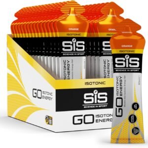 science in sport go isotonic energy gels, running gels with 22 g carbohydrates, low sugar, orange flavour, 60 ml per serving (30 pack)